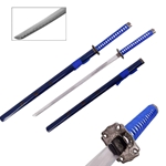 Snake Eye Tactical Blue Warrior Katana Sword with Wood Scabbard & Display Stand