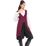 Burgundy Long Linen Vest