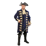 Barbary Coast Blue Velvet Pirate Captain Coat with Gold Brocade Trim