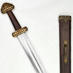 Deepeeka Bronze Hilt Viking Sword with Leather Wrapped Grip - PRS407W