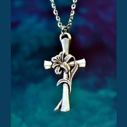 Easter Lily Cross Necklace