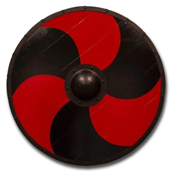 Wooden Viking Spiral Shield - Red/Black