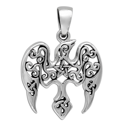 Raven Pentacle Pendant - Small - Sterling Silver