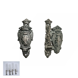 Fleur de Lis Sword Hanger Silver Finish OD24P